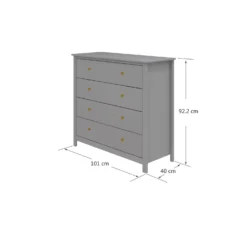 Commode Luna 4-Laden - Grey -Babyproducten flexa commode luna 4 laden grey 3